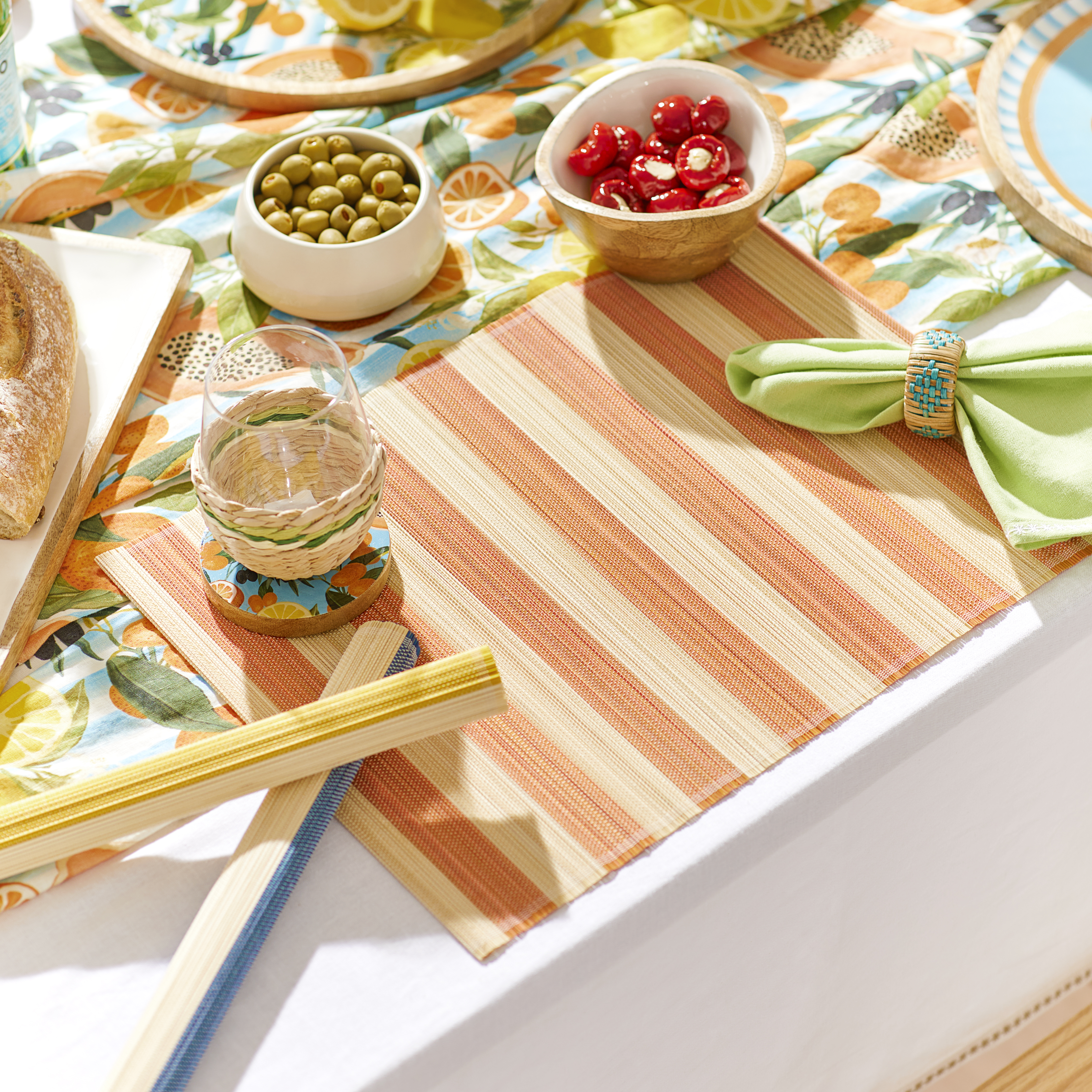 Serafina Orange & Natural Stripe Placemat Pack of 2