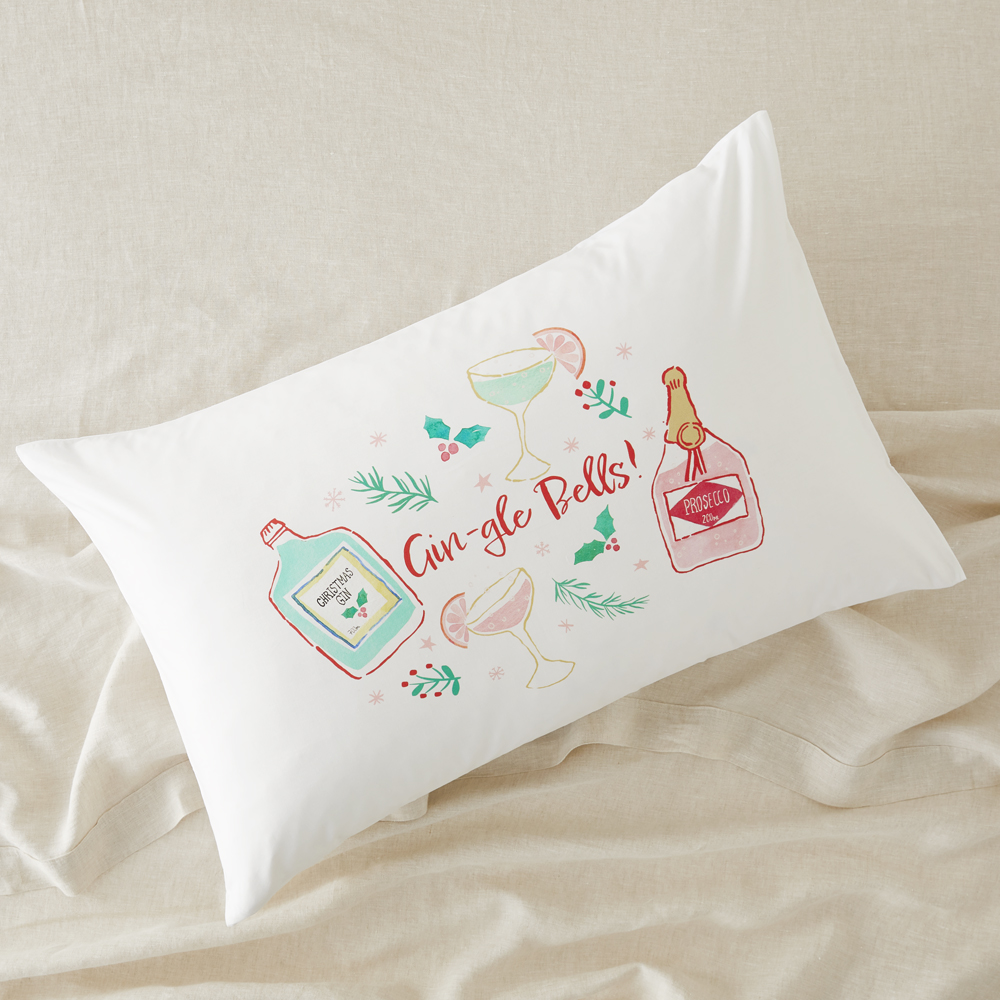 Gin-Gle Bells Christmas Text Pillowcase
