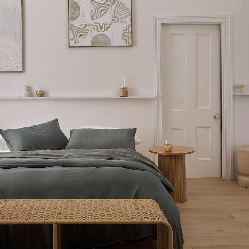 Bamboo Linen Twin Needle Cypress Quilt Cover Separates