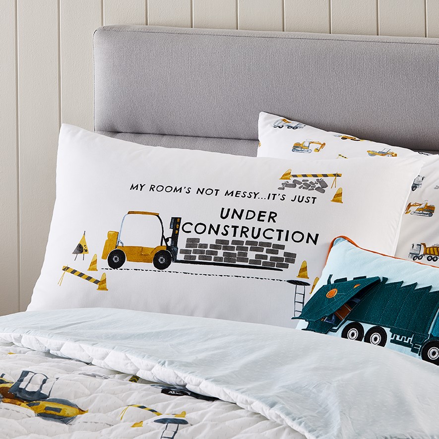Under Construction White Text Pillowcase
