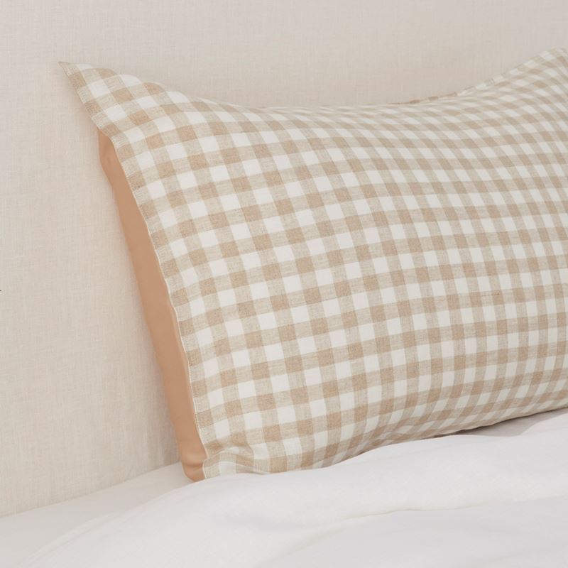 Vintage Washed Linen Silk Linen Check Pillowcase Pair