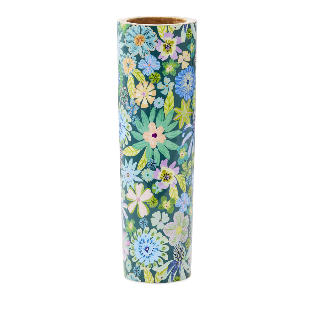 Sia Floral Blue Timber Vase