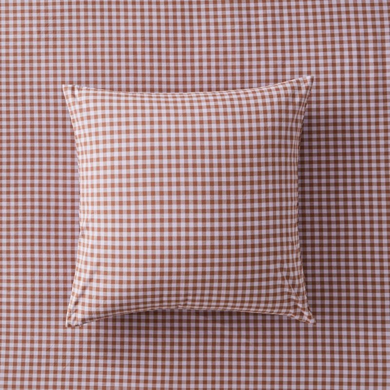 Stonewashed Cotton Printed Lilac Gingham Sheet Separates