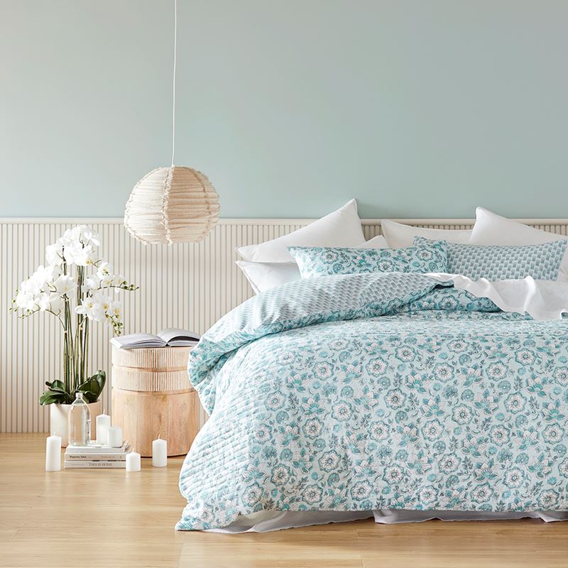 Clear Skies Aqua Quilted Pillowcases