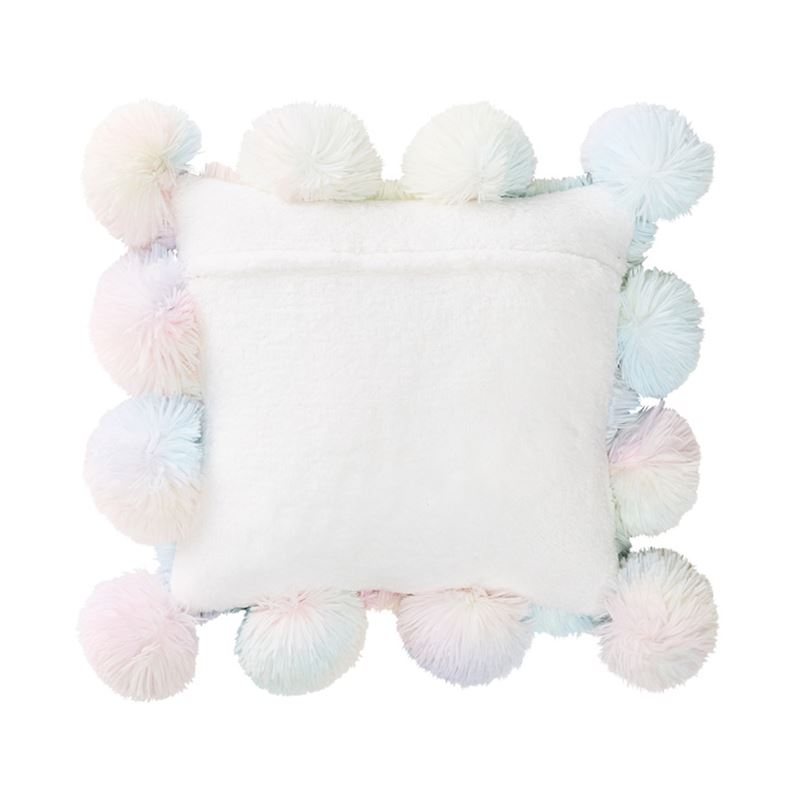 Snuggly Sherpa Pom Pom Cushion Rainbow