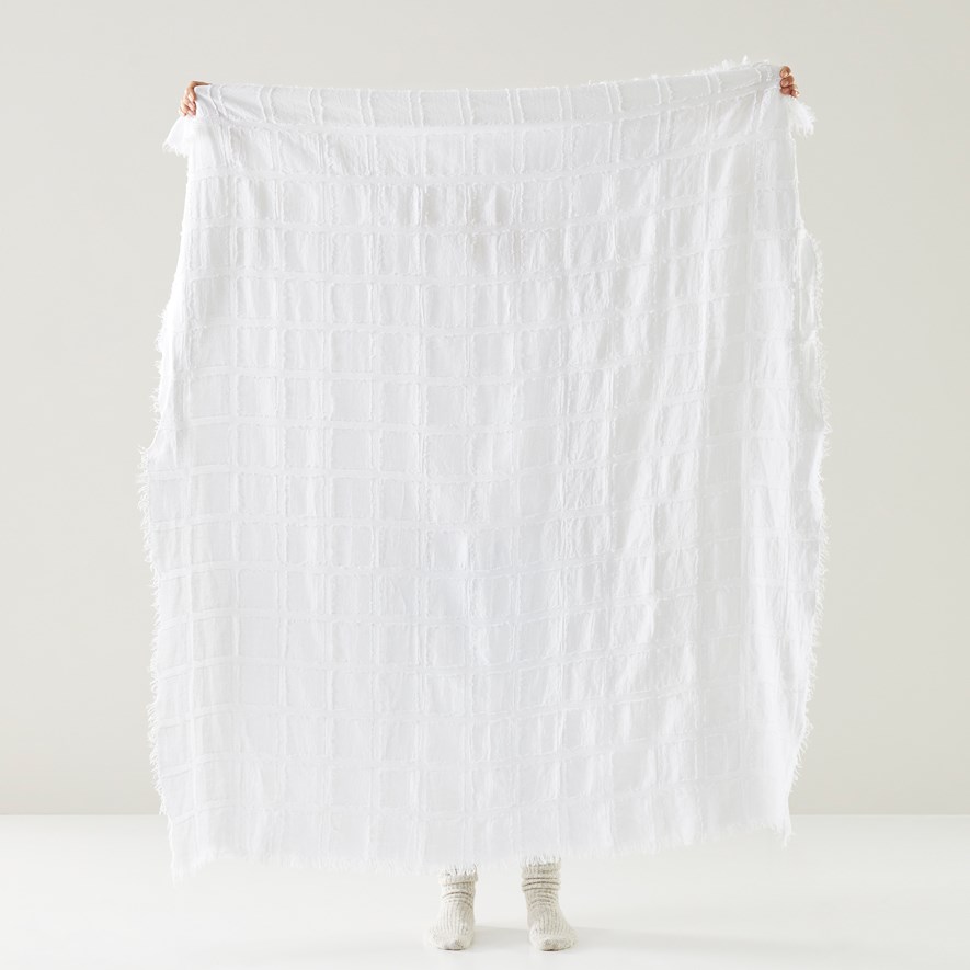 Pasquale White Linen Throw