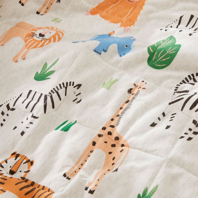 Jungle Adventure Grey Marle Jersey Quilted Cot Quilt Cover Set