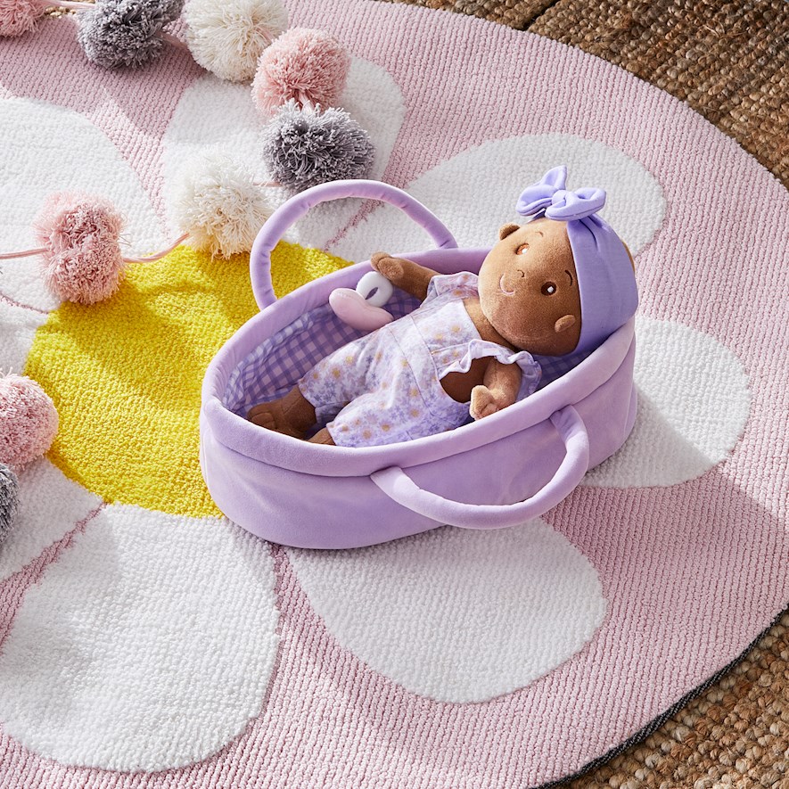 Flower Lilac Gingham Baby in Carrier Snuggle Friend