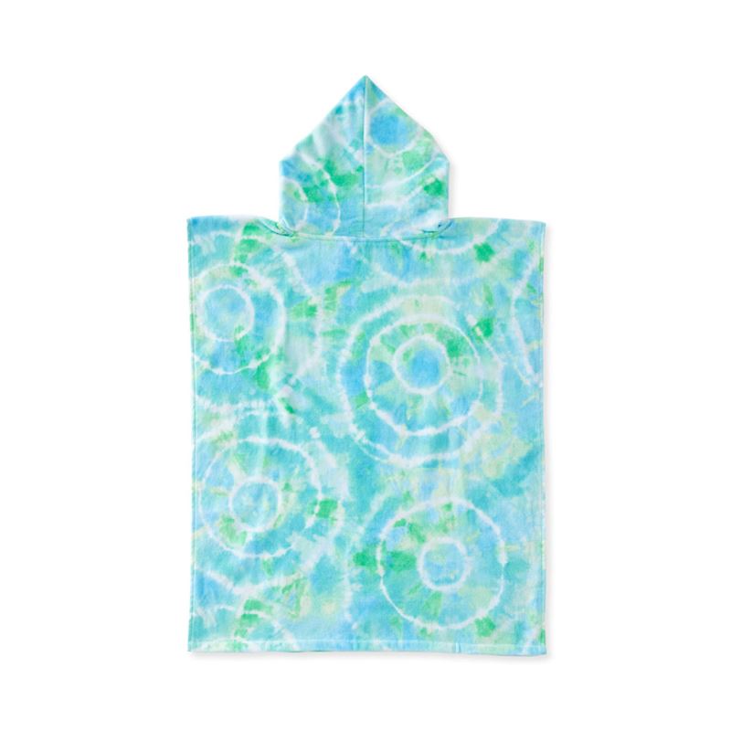 Tie Dye Blue Kids Hooded Beach Towel