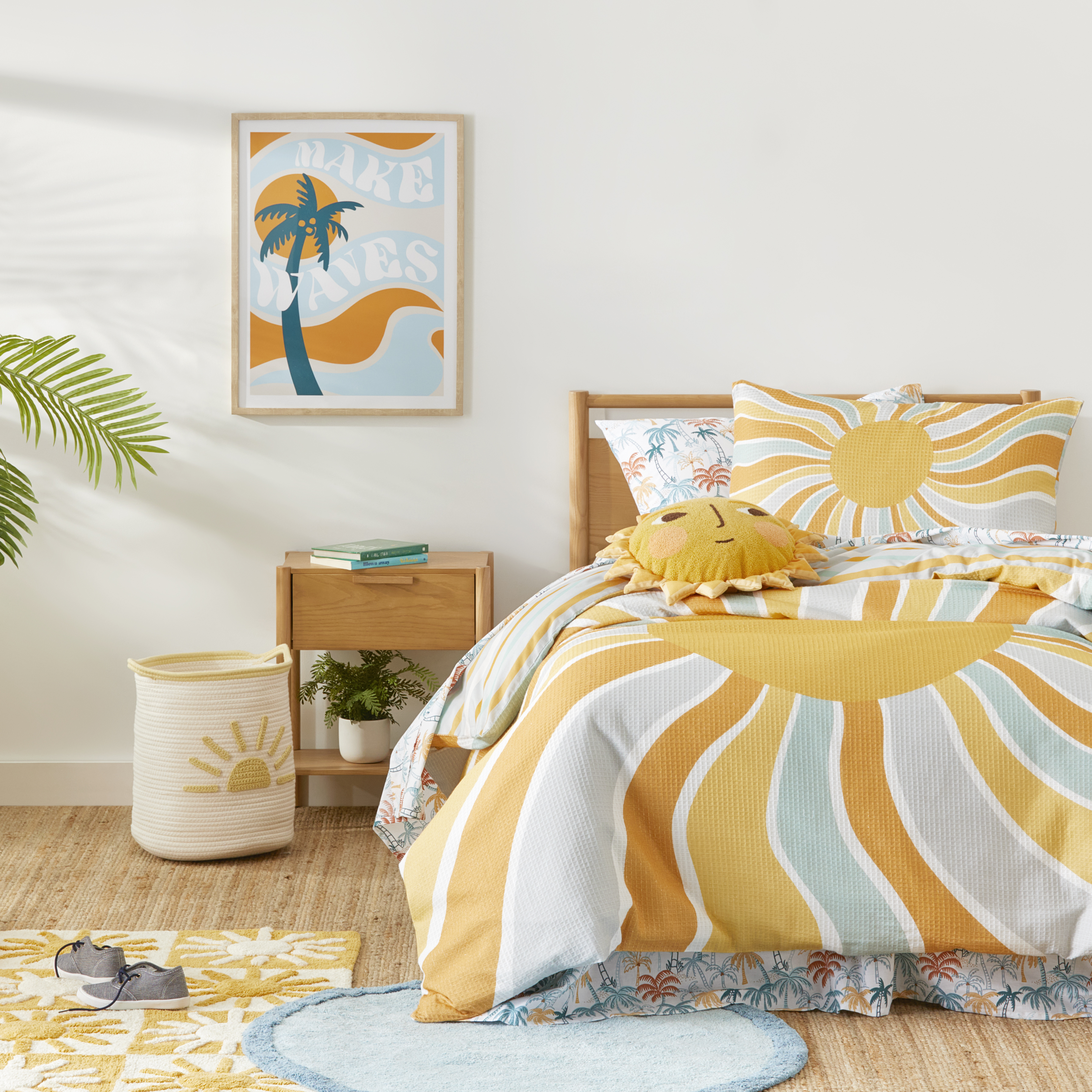 Rise and Shine Waffle Blue Quilt Cover Set