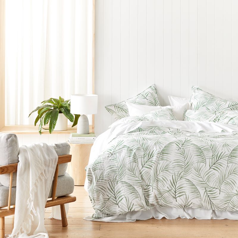 Stonewashed Cotton Green Palm Quilt Cover Separates