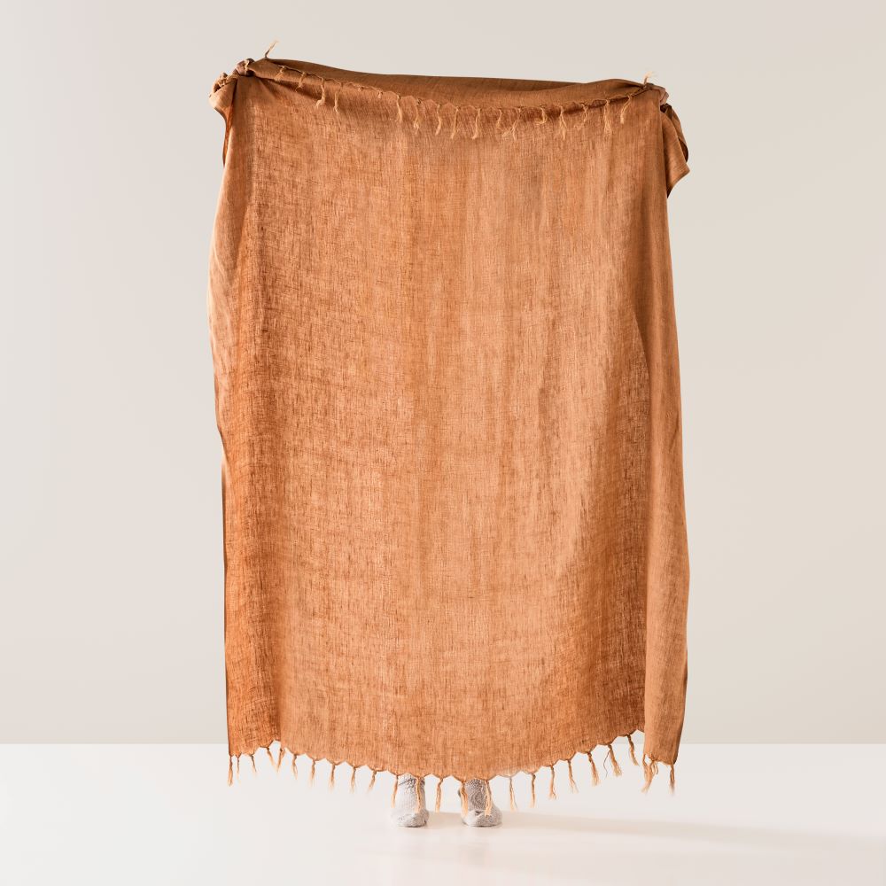 Malmo Chestnut Linen Throw