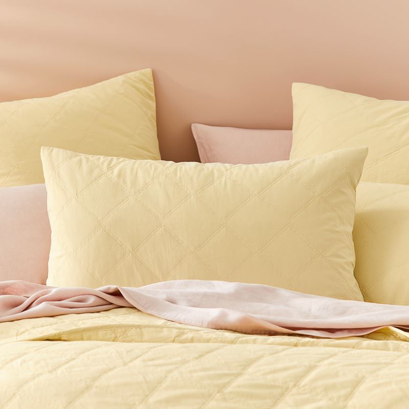 Stonewashed Cotton Dusty Lemon Quilted Coverlet Separates