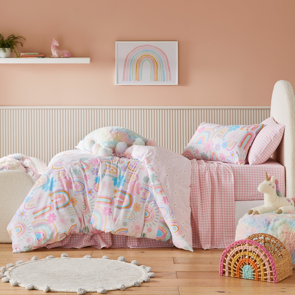 Sunshine & Rainbows Sherbert Flannelette Quilt Cover Set