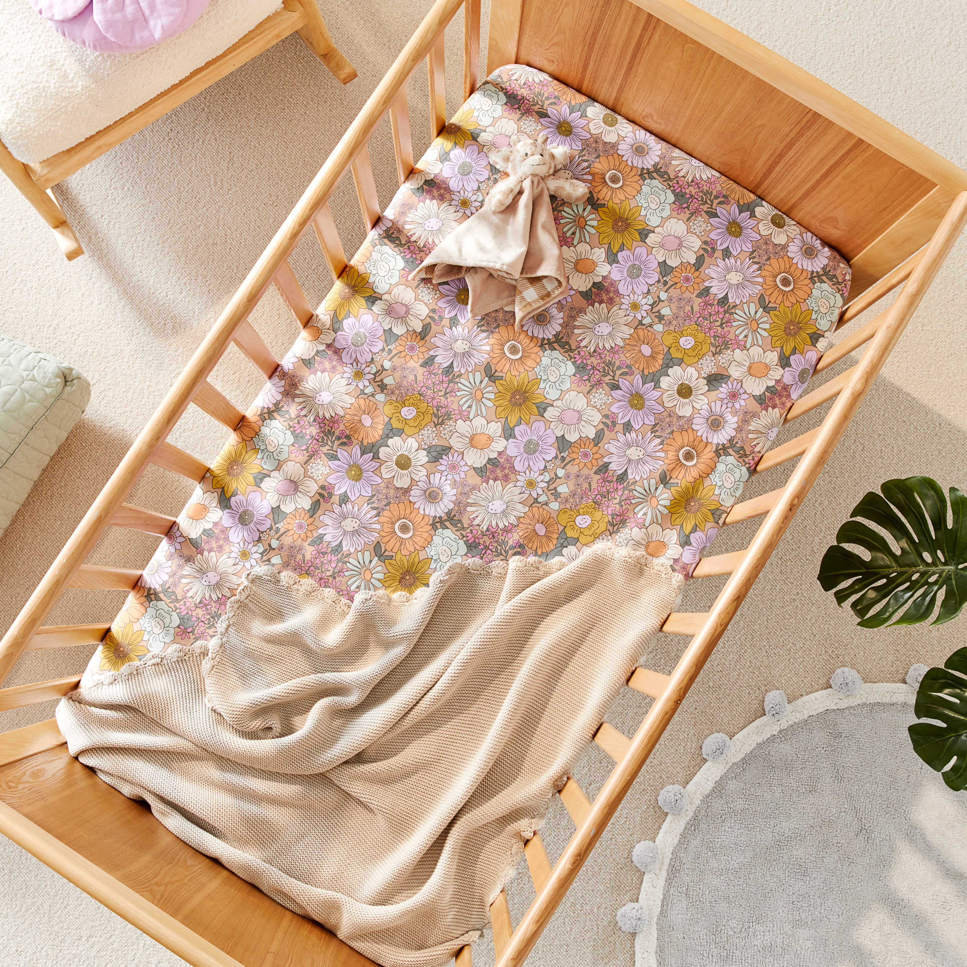 Farrah Floral Golden Fitted Sheets Pack of 2