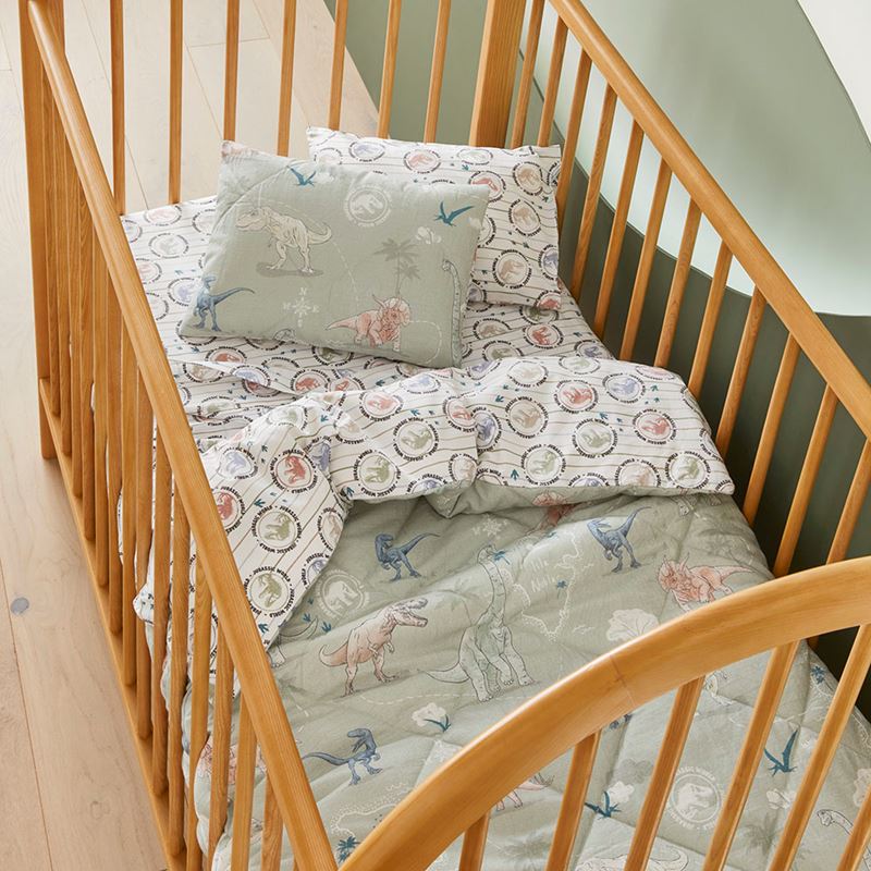 Universal Jurassic World Khaki Quilted Cot Quilt Cover Set