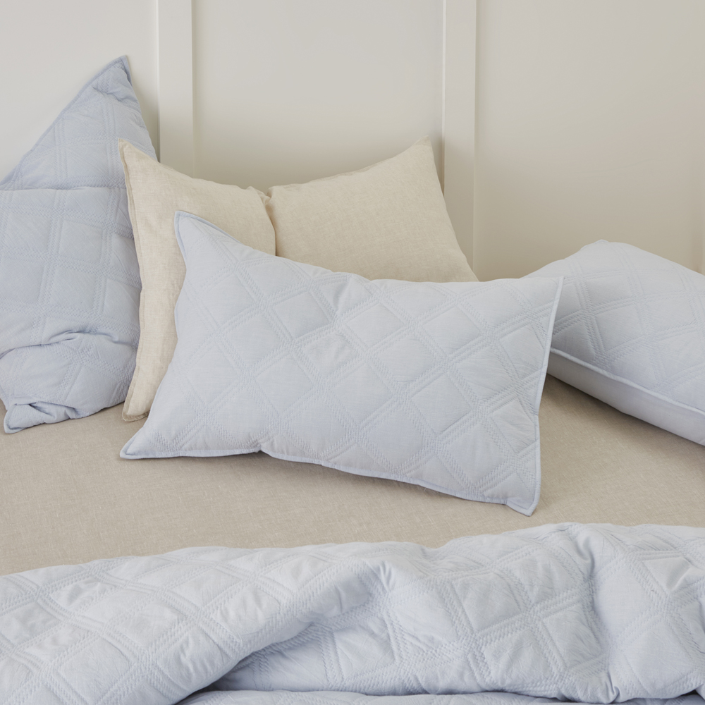 Smith Quilted Blue Chambray Pillowcases