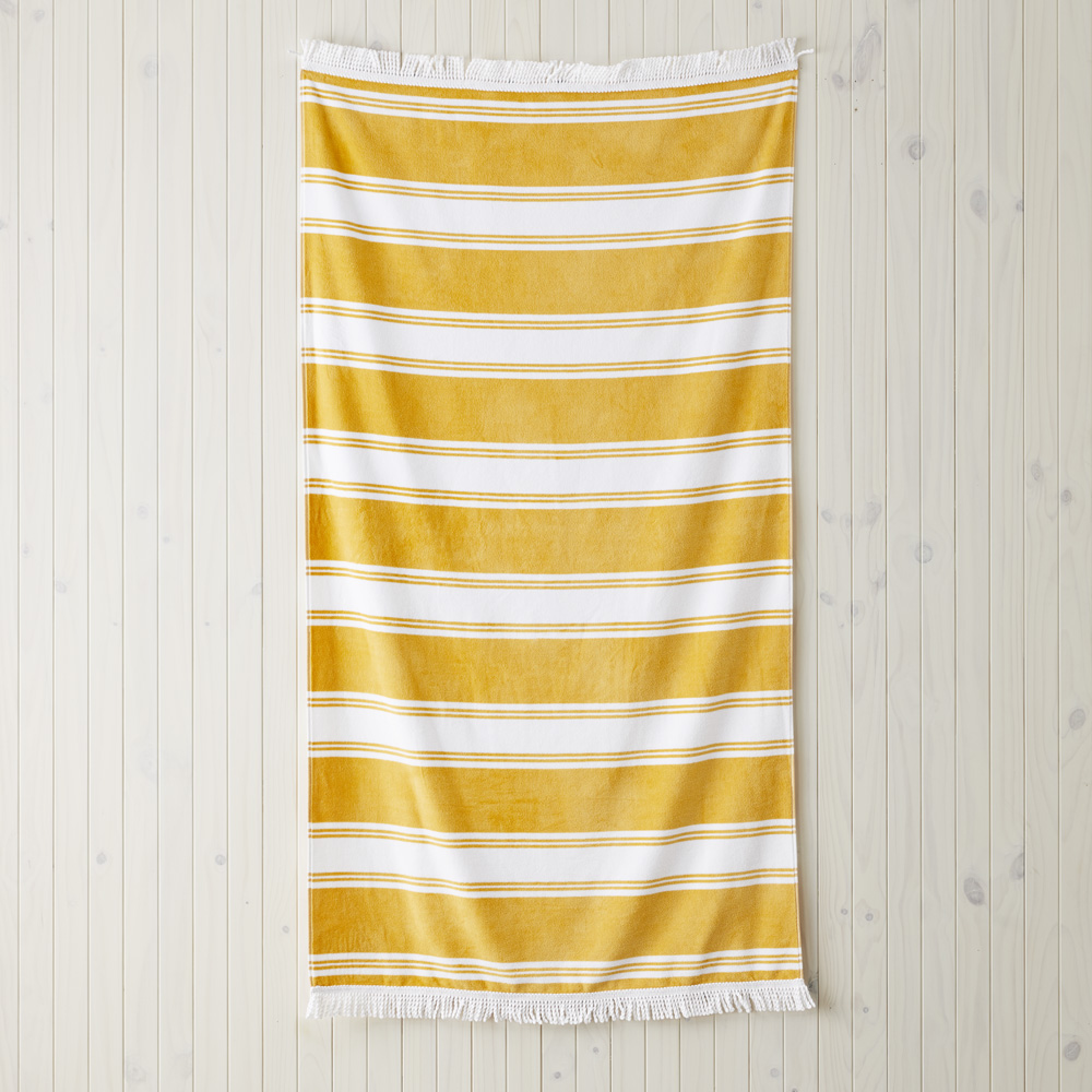 Velour Summer Stripe Yellow Beach Towel
