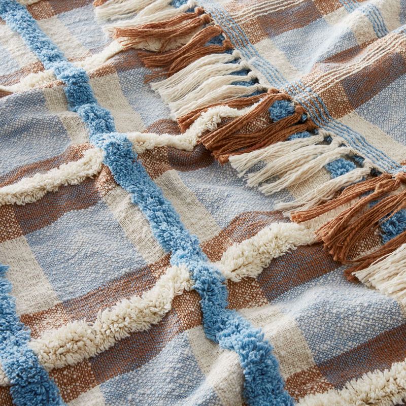 Ani Natural & Blue Check Throw