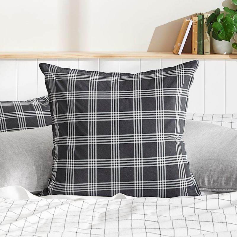 Stonewashed Cotton Printed Black Checkerboard Quilt Cover Separates