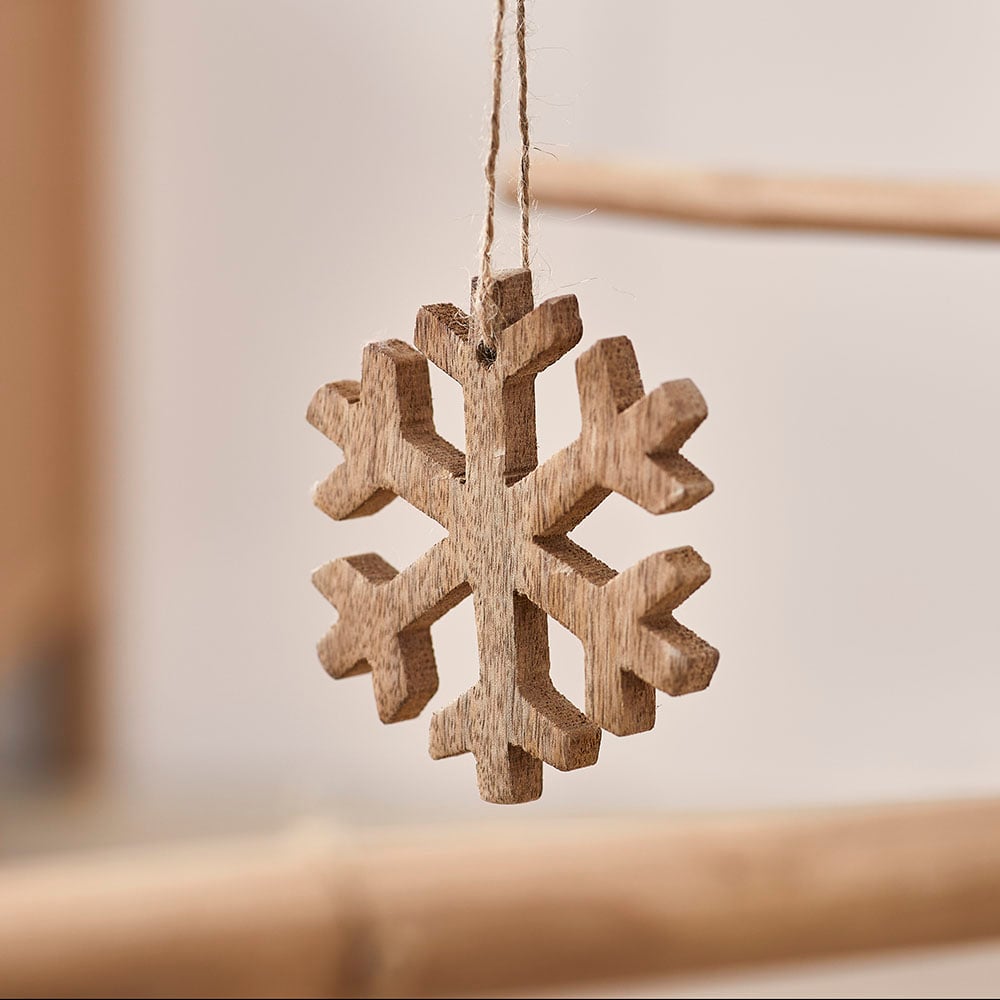 Hanging Natural Timber Snowflake