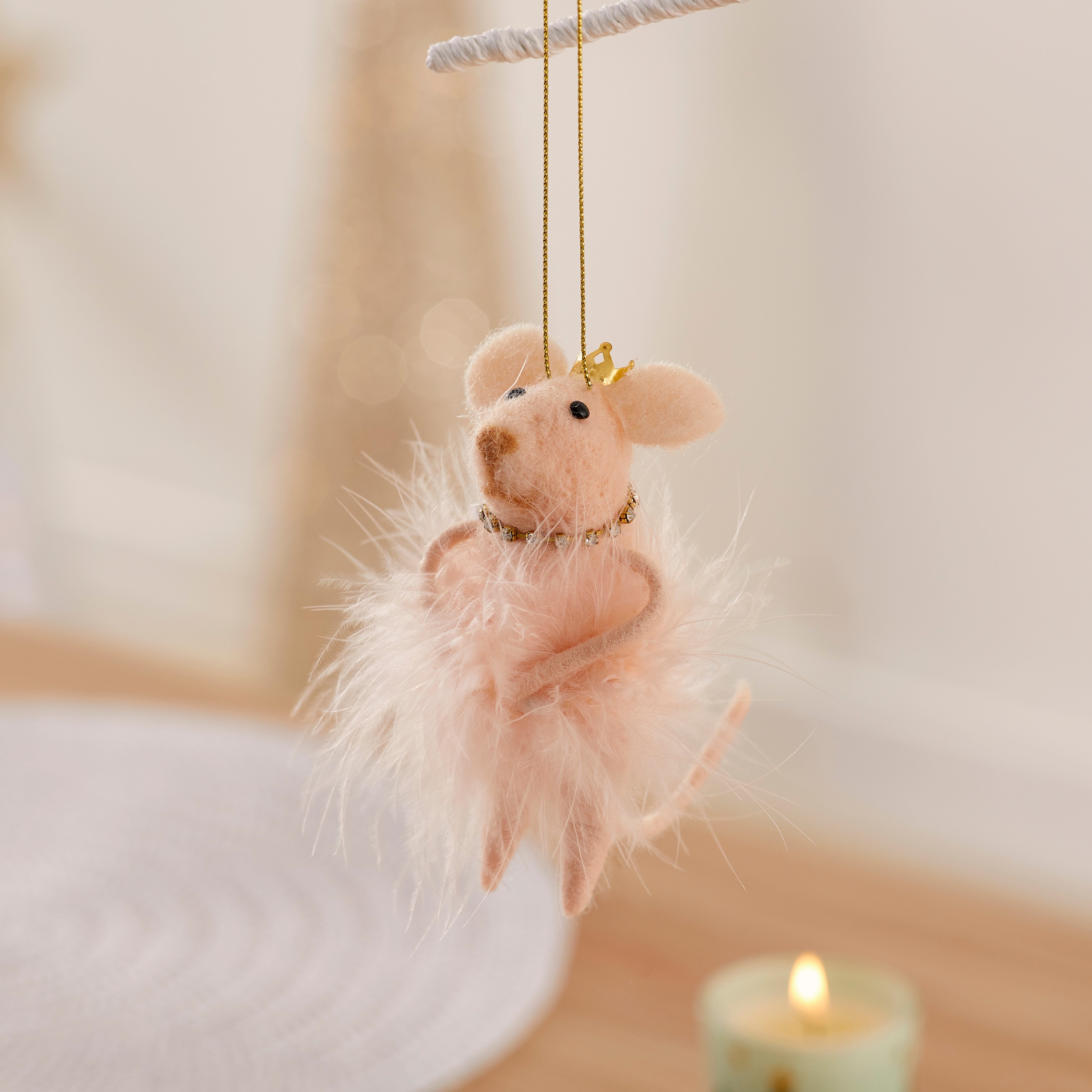 Fairy Pink Tutu Mouse Felted Friend