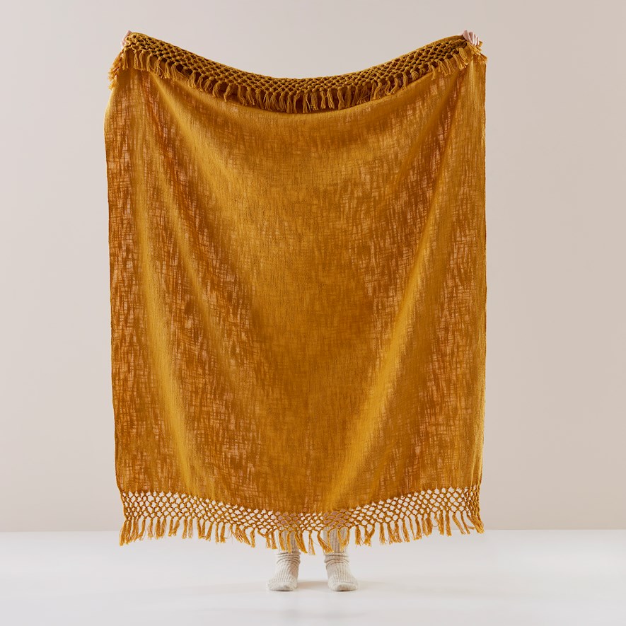 Macrame Mustard Knot Throw