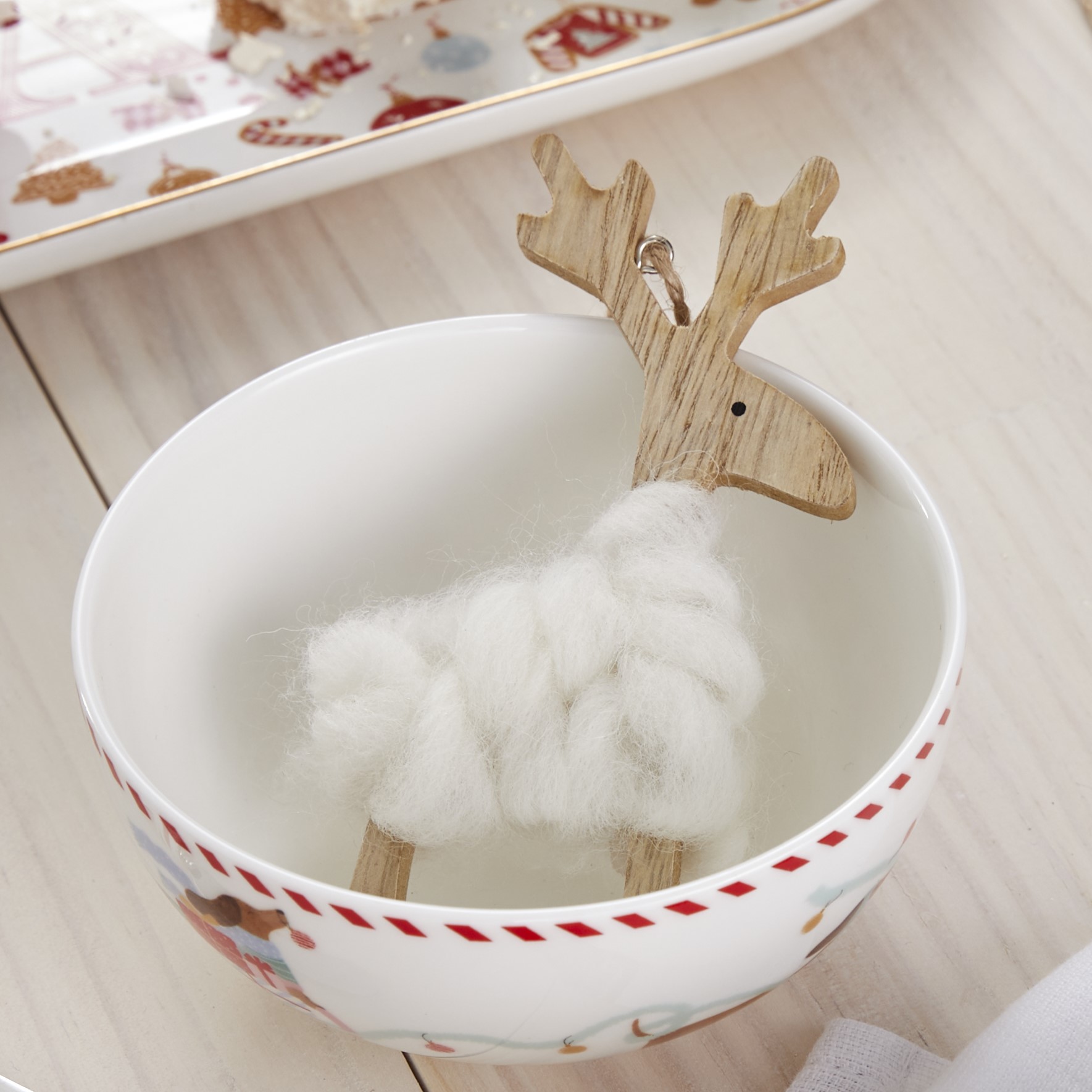Hanging White Whimsical Woollen Deer