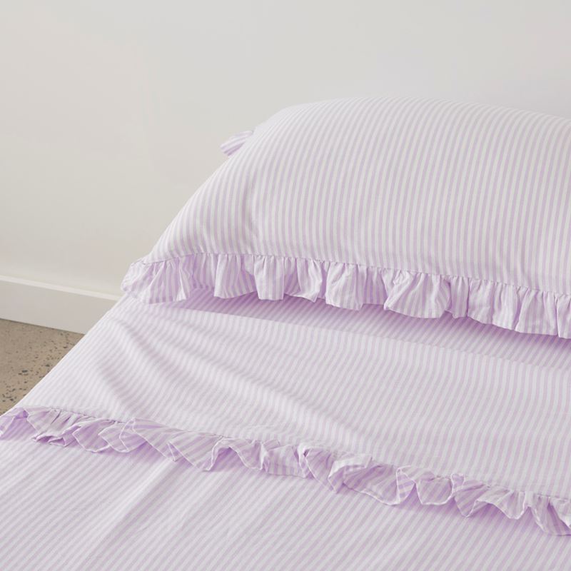 Ruffle Lilac Stripe Sheet Set