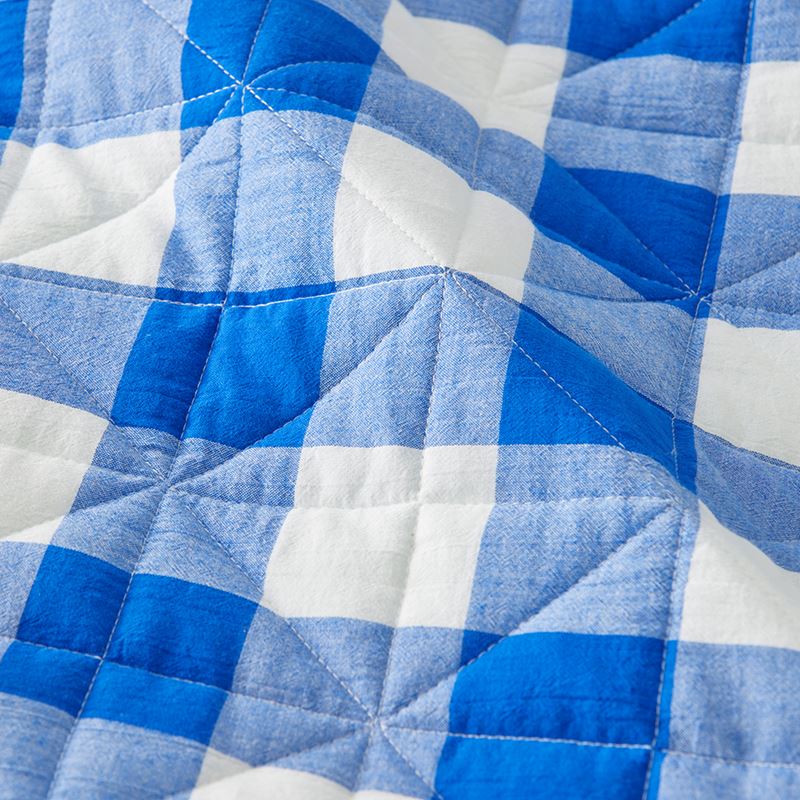 Mickey Gingham Cobalt Quilted Quilt Cover Set