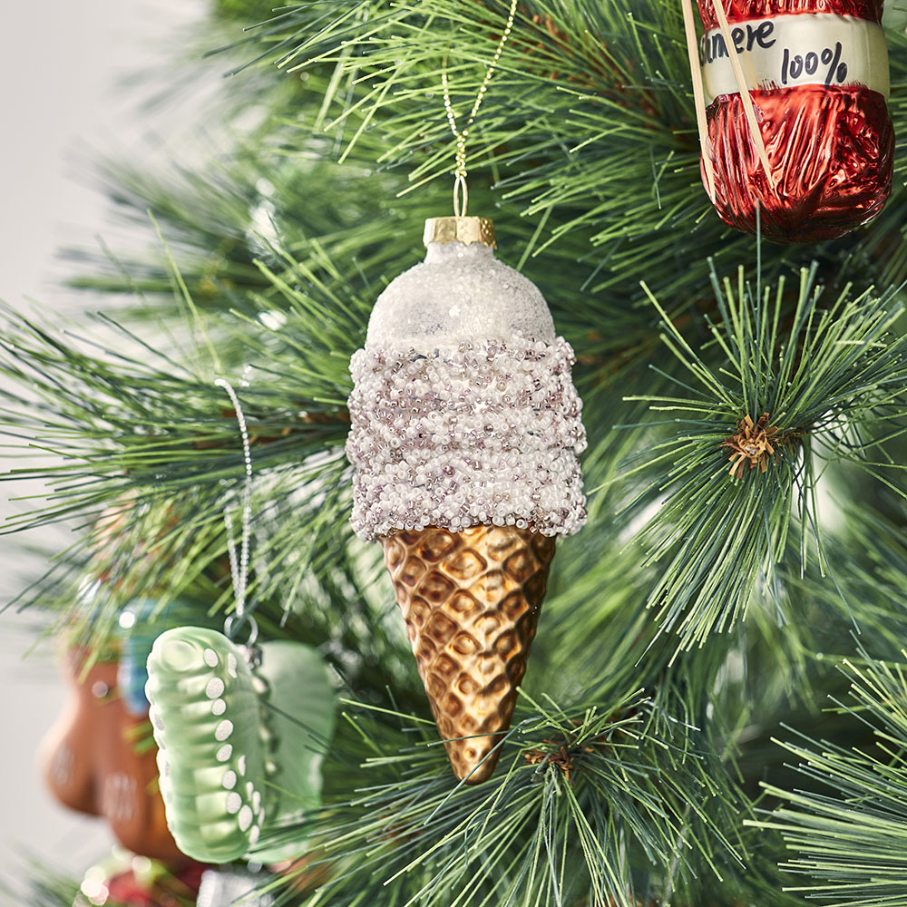 Christmas Fun Ice Cream Antiqued Glass Decoration