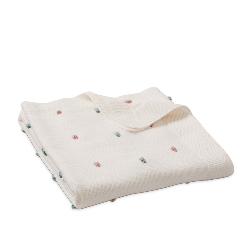 Marley Organic Cotton Natural & Pink Blanket