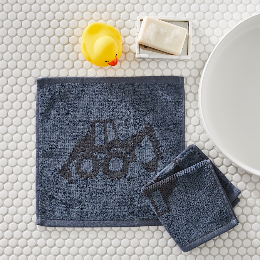 Construction Zone Navy Face Washers Pack of 2