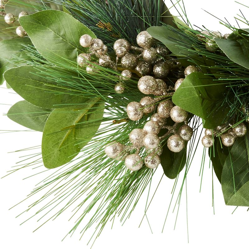 Luxe Sparkle Glitter Berries Green & Champagne Wreath