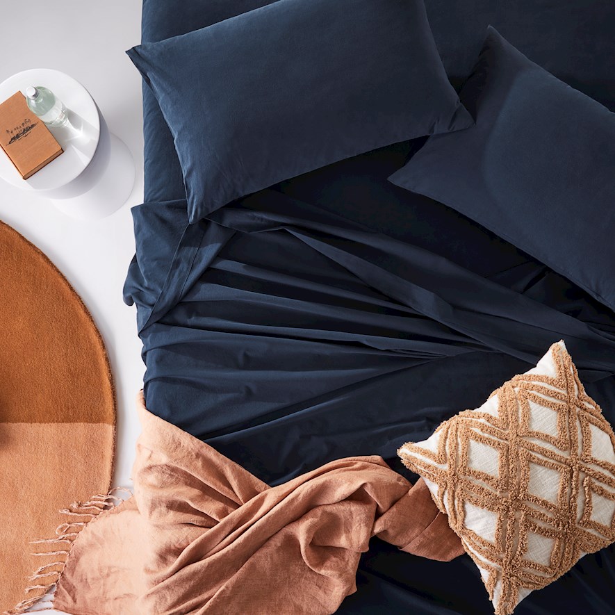 Stonewashed Cotton Navy Sheet Separates