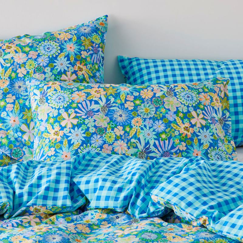 Sia Marine Blue Floral Quilt Cover Set + Separates