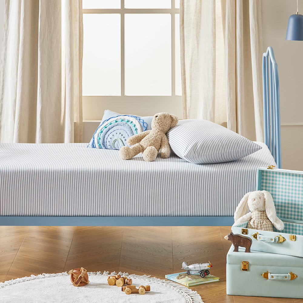 Theodore Yarn Dyed Grey Stripe Fitted Sheet Set