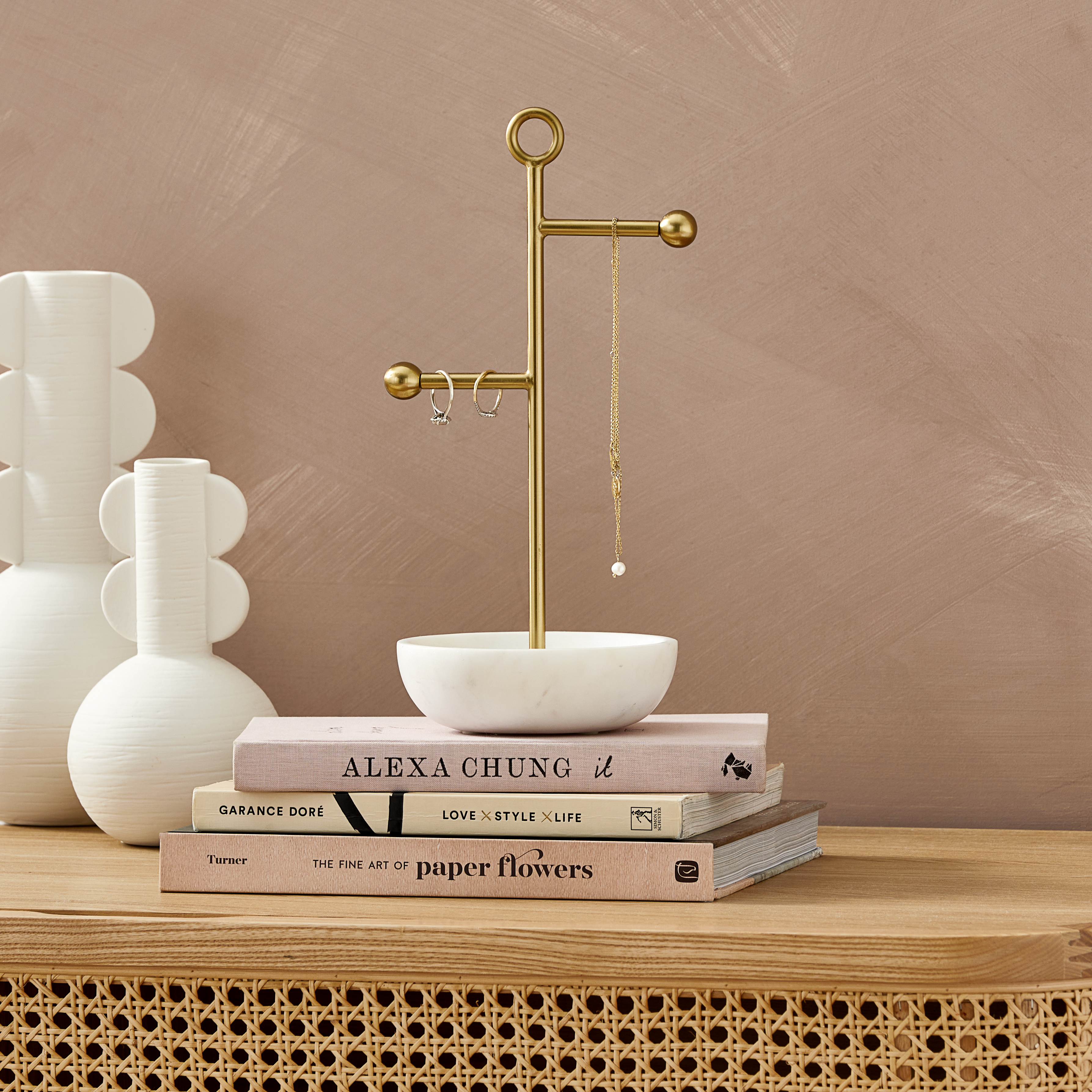 Marble White & Gold Jewellery Trinket