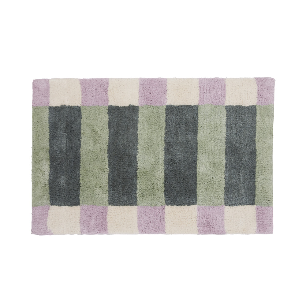 Check Border Eucalyptus and Lilac Bath Mat