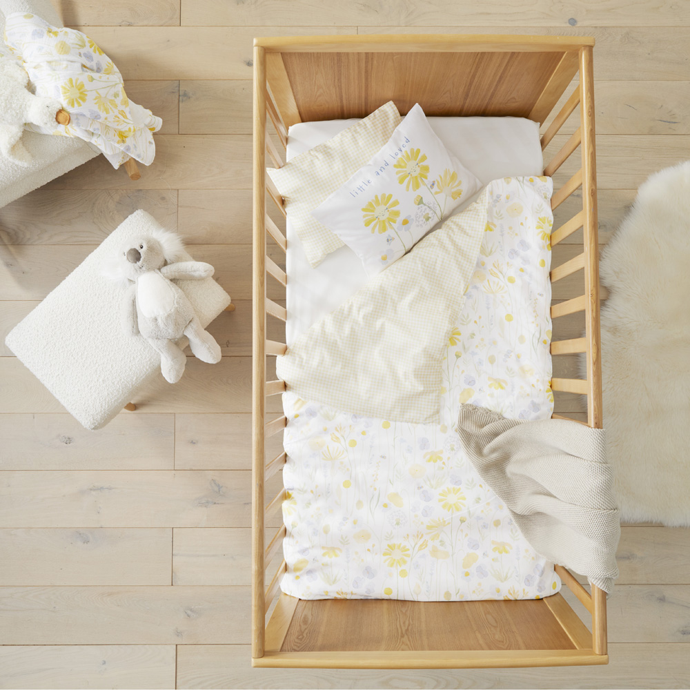Honey Bee Bloom Lemon Cot Quilt Cover Set
