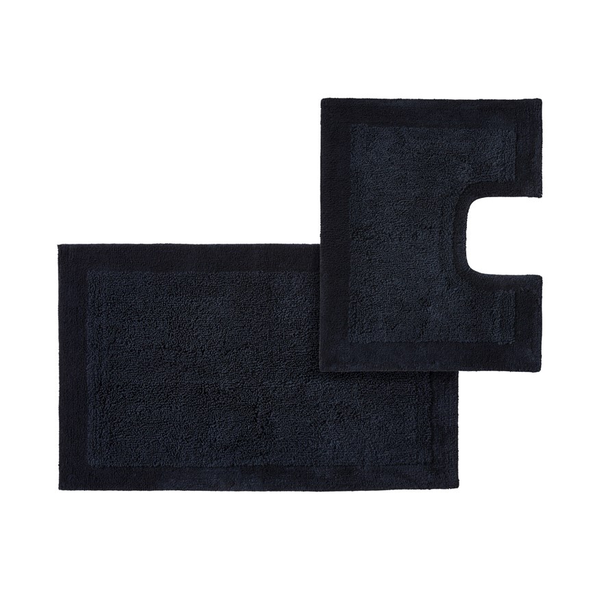 Nicola Navy Combed Cotton Bath Mats