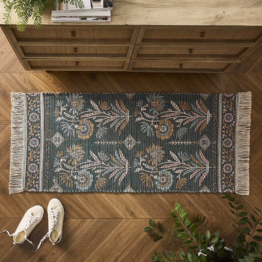 Monte Hungarian Floral Emerald Rug Runner