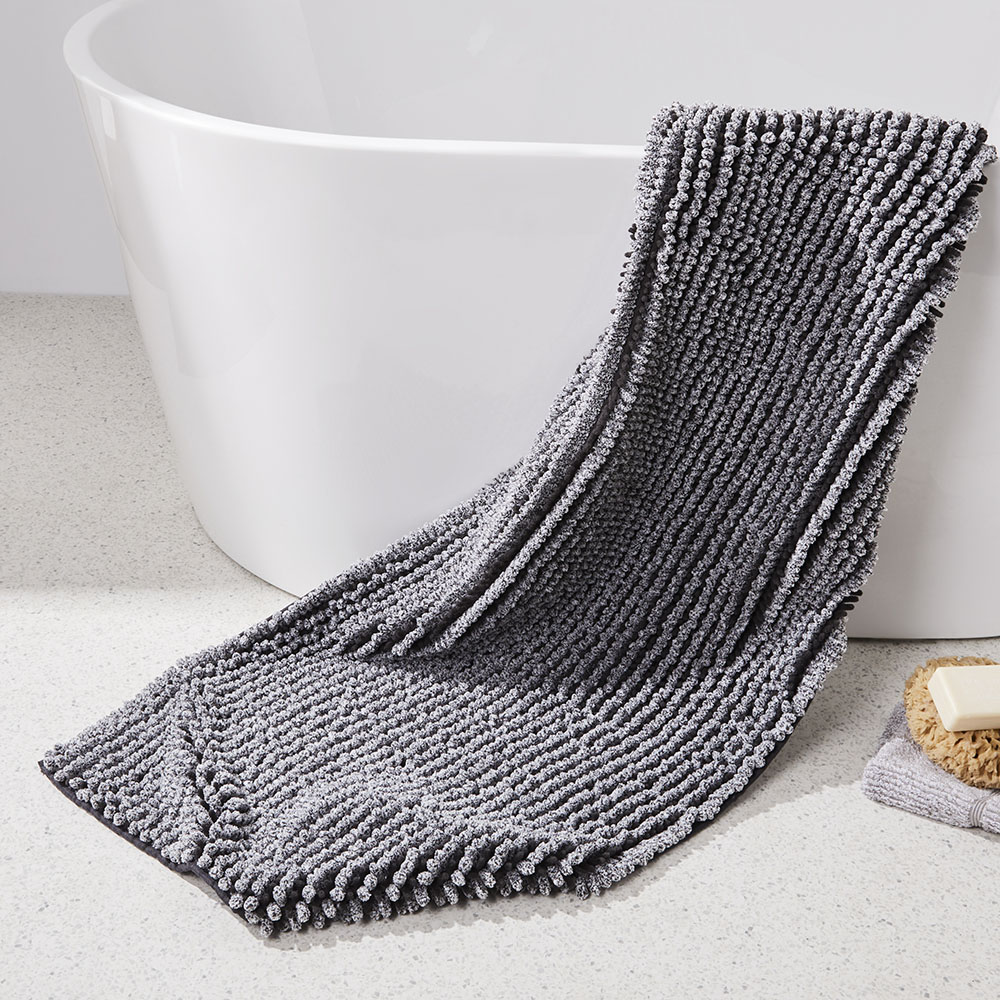 Microplush Graphite Marle Bobble Bath Runner