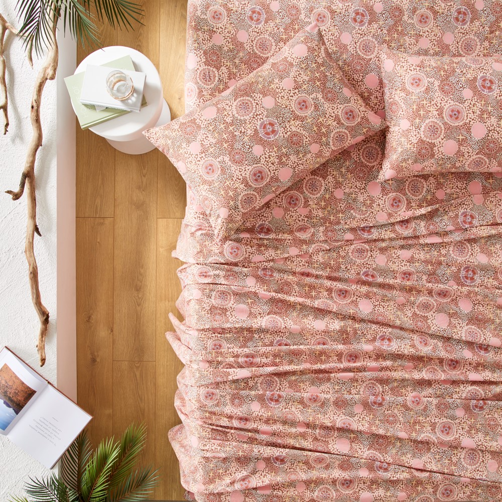 Cungelella Bilabila Pink Clay Printed Sheet Set