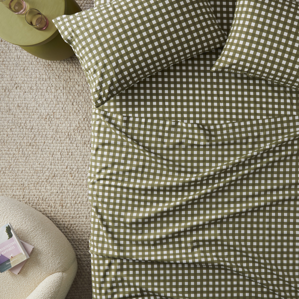 Multi Check Printed Percale Sheet Set
