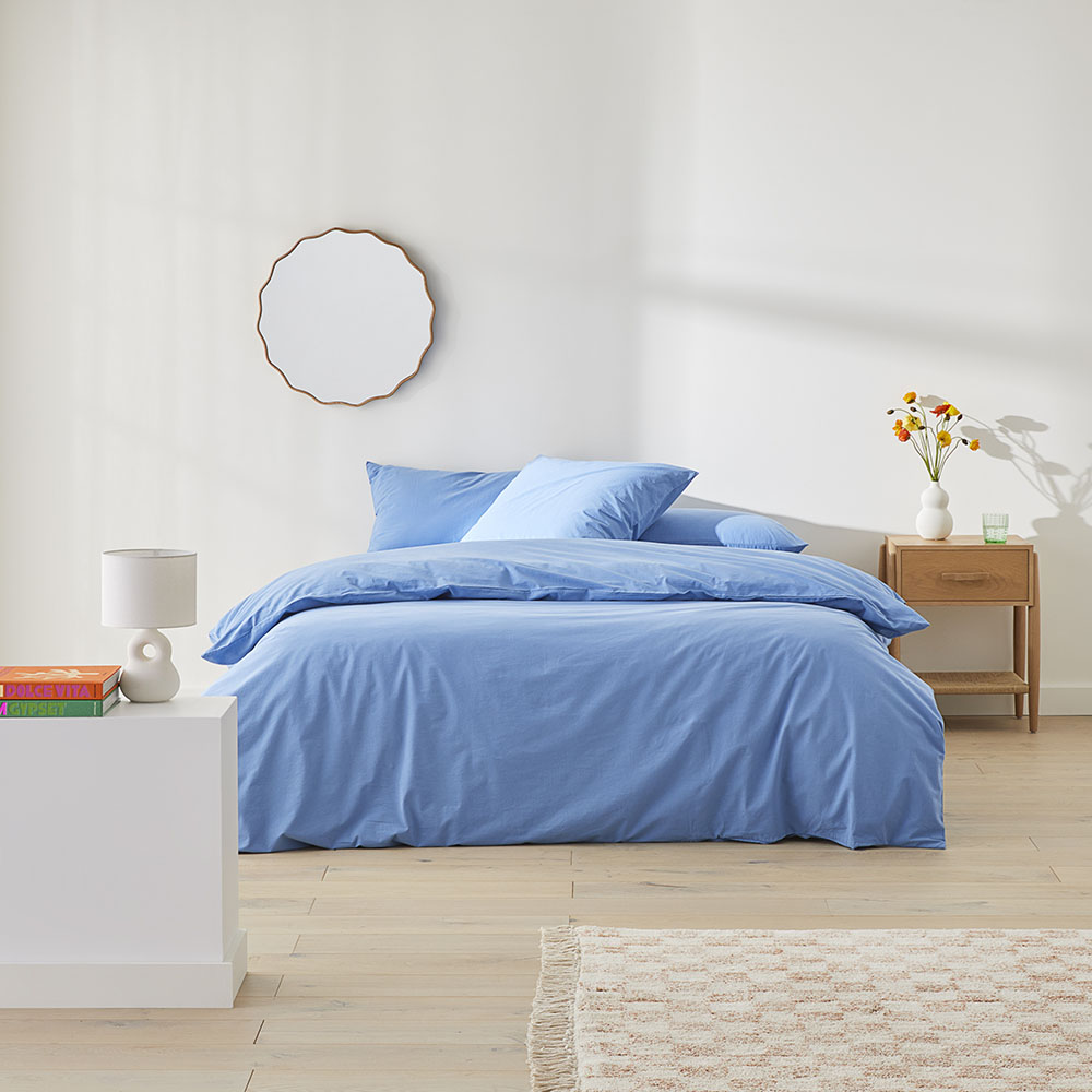 Stonewashed Cotton French Blue Quilt Cover Separates