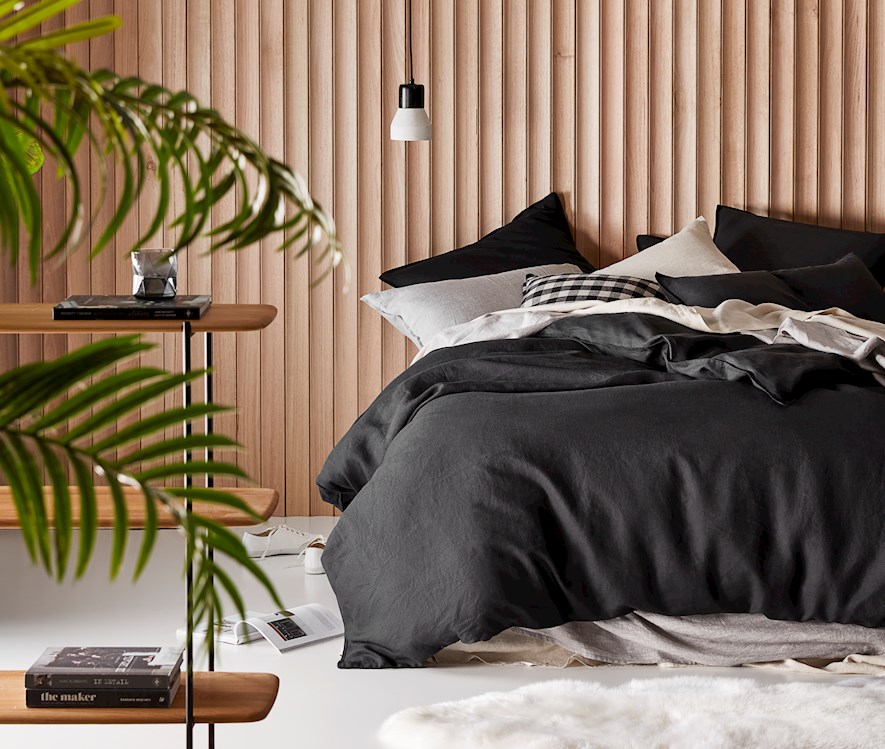 Vintage Washed Linen Onyx Quilt Cover Separates