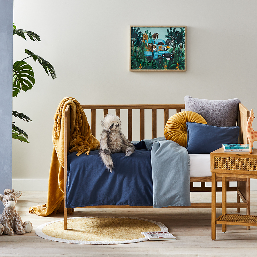 Stonewashed Cotton Deep Sea Cot Quilt Cover Set