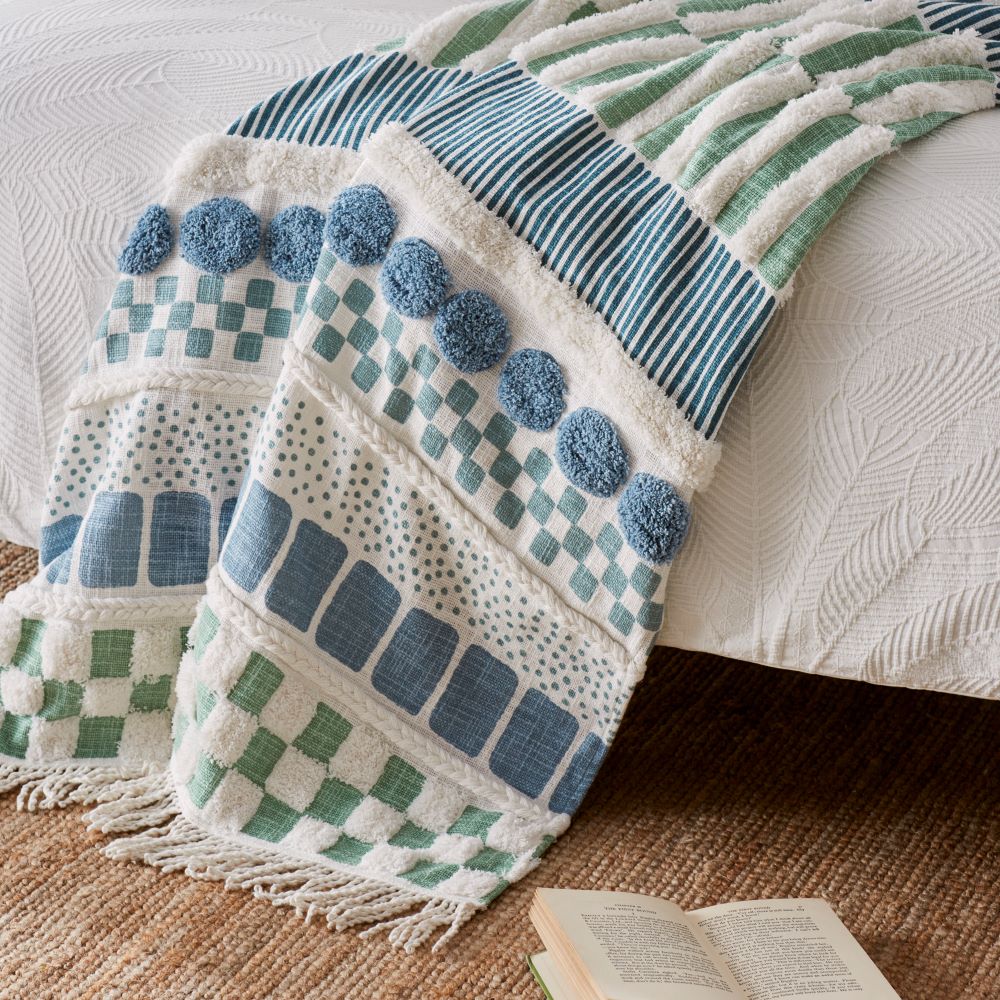 Paloma Green & Blue Tufted Throw
