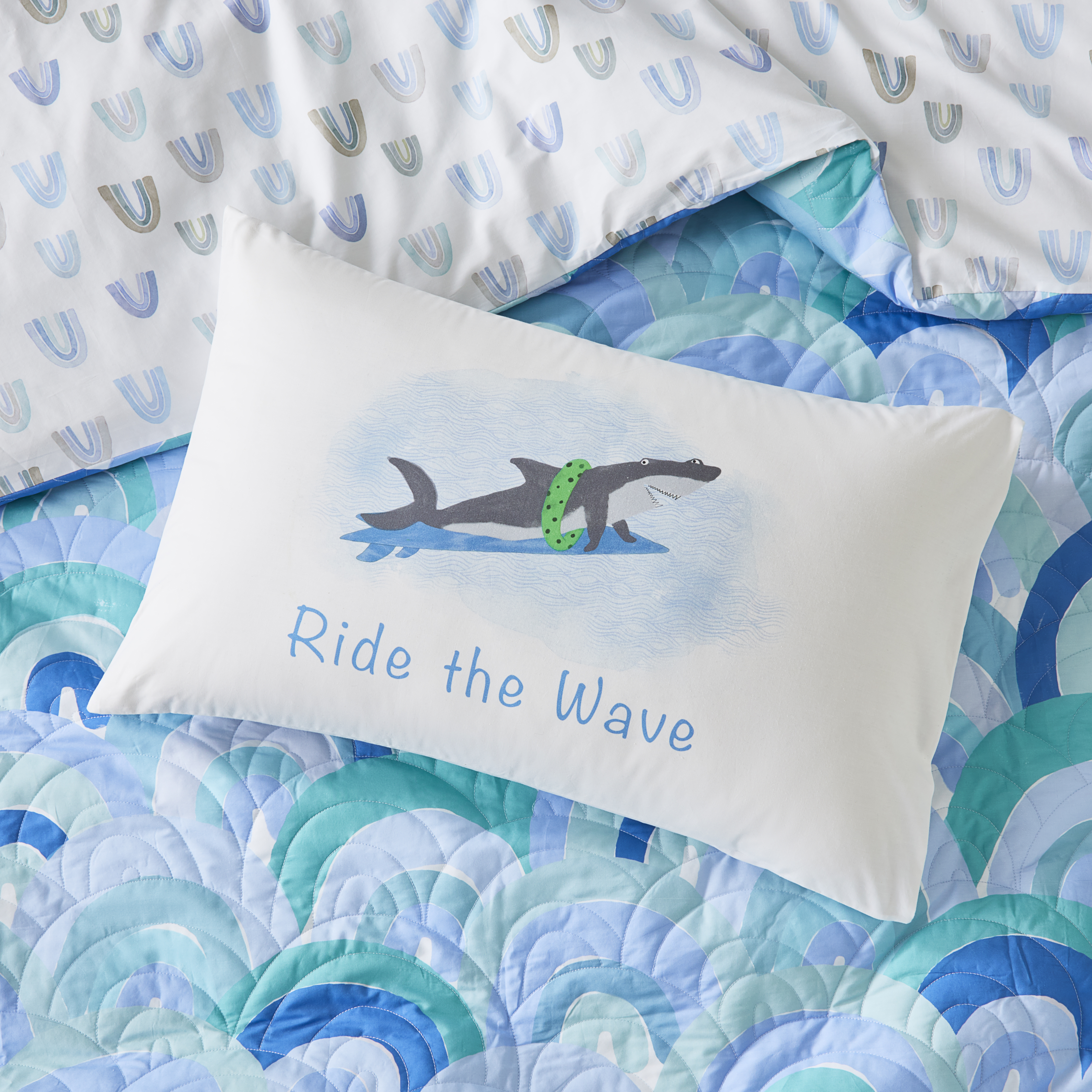 Surfing Shark Kids Pillowcase